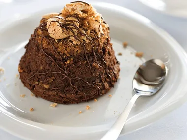 Upside-down chocolate amaretti cheesecakes