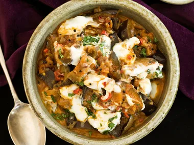 Spicy eggplant curry