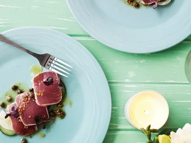 Yellowfin tuna and fennel carpaccio with caper dressing