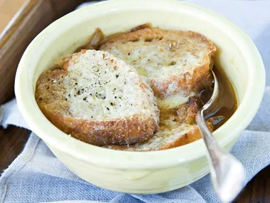 French onion soup with gruyère croutons