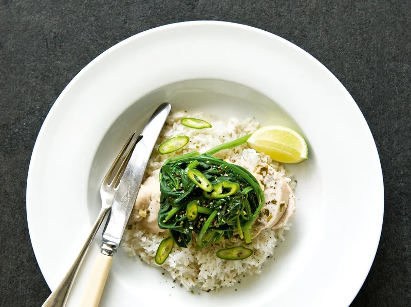 Lime-poached chicken and rice