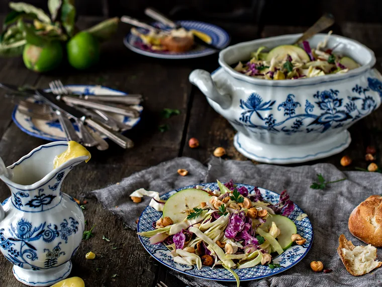 Apple and hazelnut slaw
