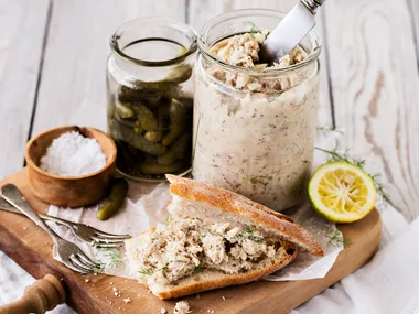 Potted kahawai with cornichons