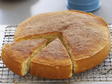 teacake on tray with two pieces cut