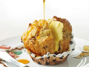 Banana, walnut and maple muffins