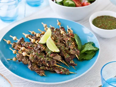 Beef kebabs with Asian chilli sauce