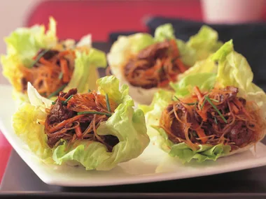 Lemongrass lamb in lettuce cups