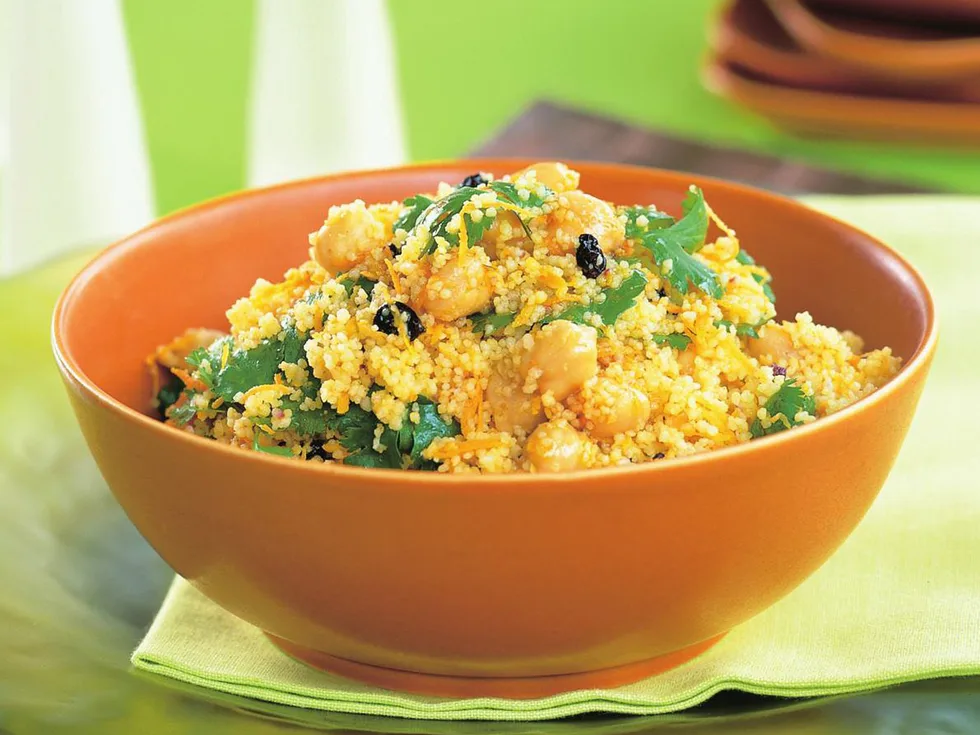 Couscous, carrot and chickpea salad
