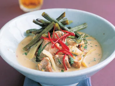 Panang pork curry with pickled snake beans