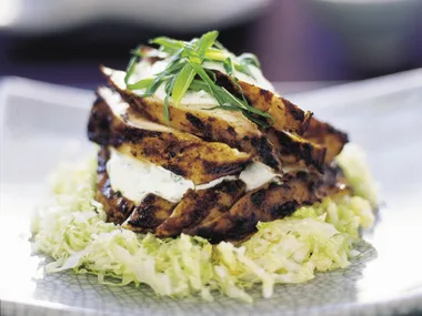 Chicken tikka with cucumber-mint raita