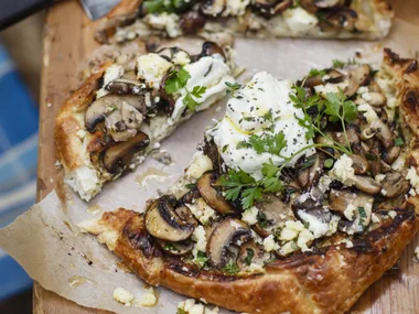 Free-form mushroom and cheese tart