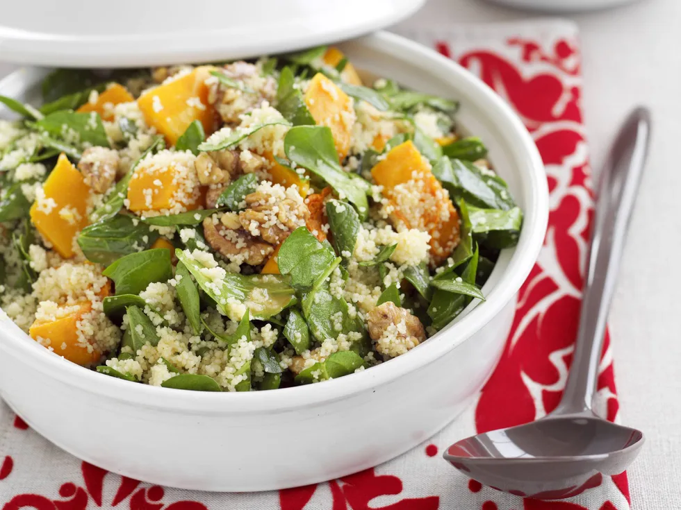 Roasted pumpkin and spinach couscous