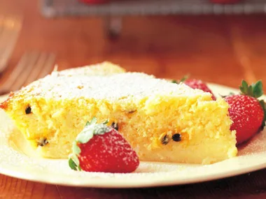 Easy passionfruit coconut tart