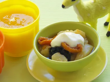 Fruit compote with honey yogurt