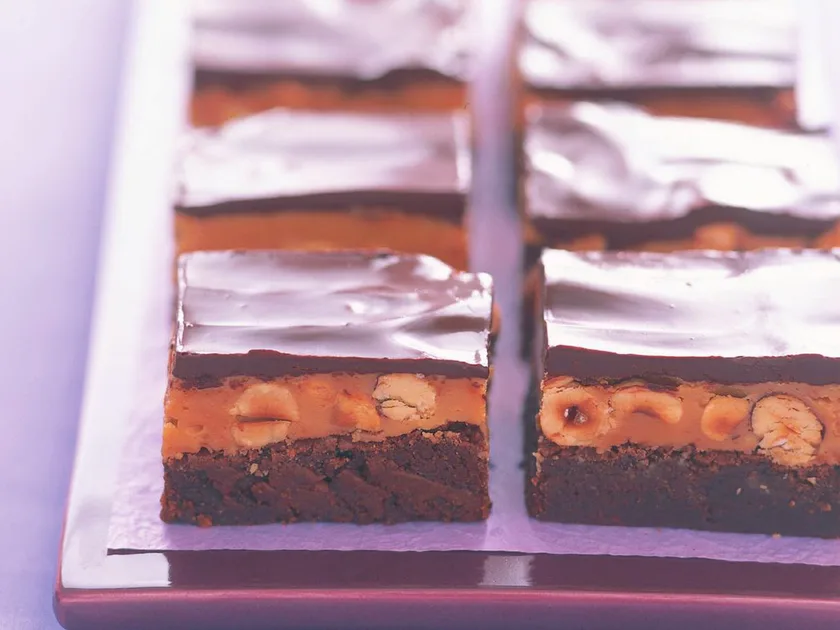 Hazelnut caramel slice