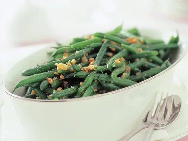Garlicky beans with pine nuts