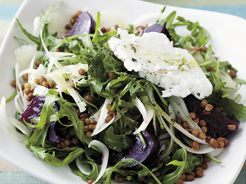 Beetroot, fennel and lentil salad