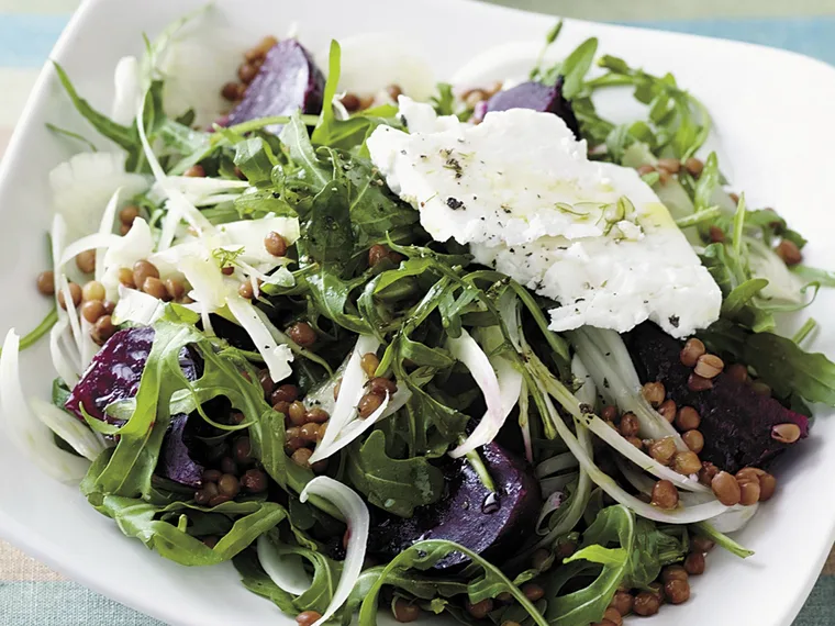 Beetroot, fennel and lentil salad