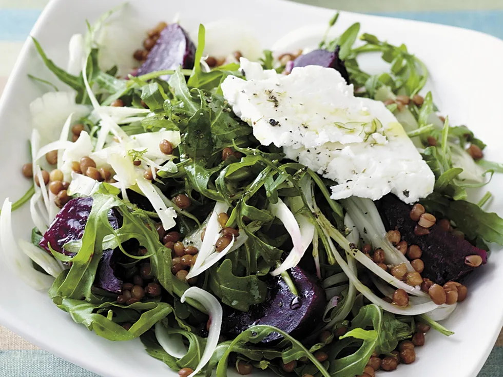 Beetroot, fennel and lentil salad