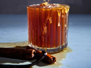 Hot buttered rum cocktail