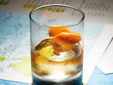 Rum old-fashioned cocktail