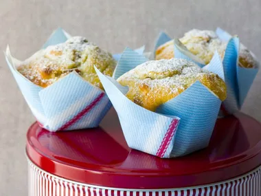 Banana, craisin and macadamia muffins