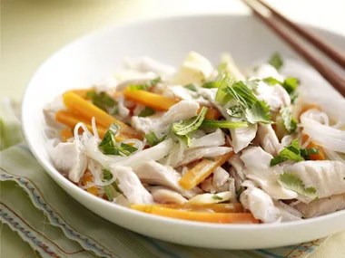 Coconut-poached chicken on thai vermicelli salad