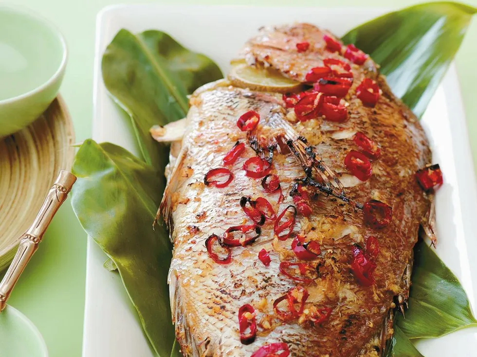 Ginger and chilli baked fish