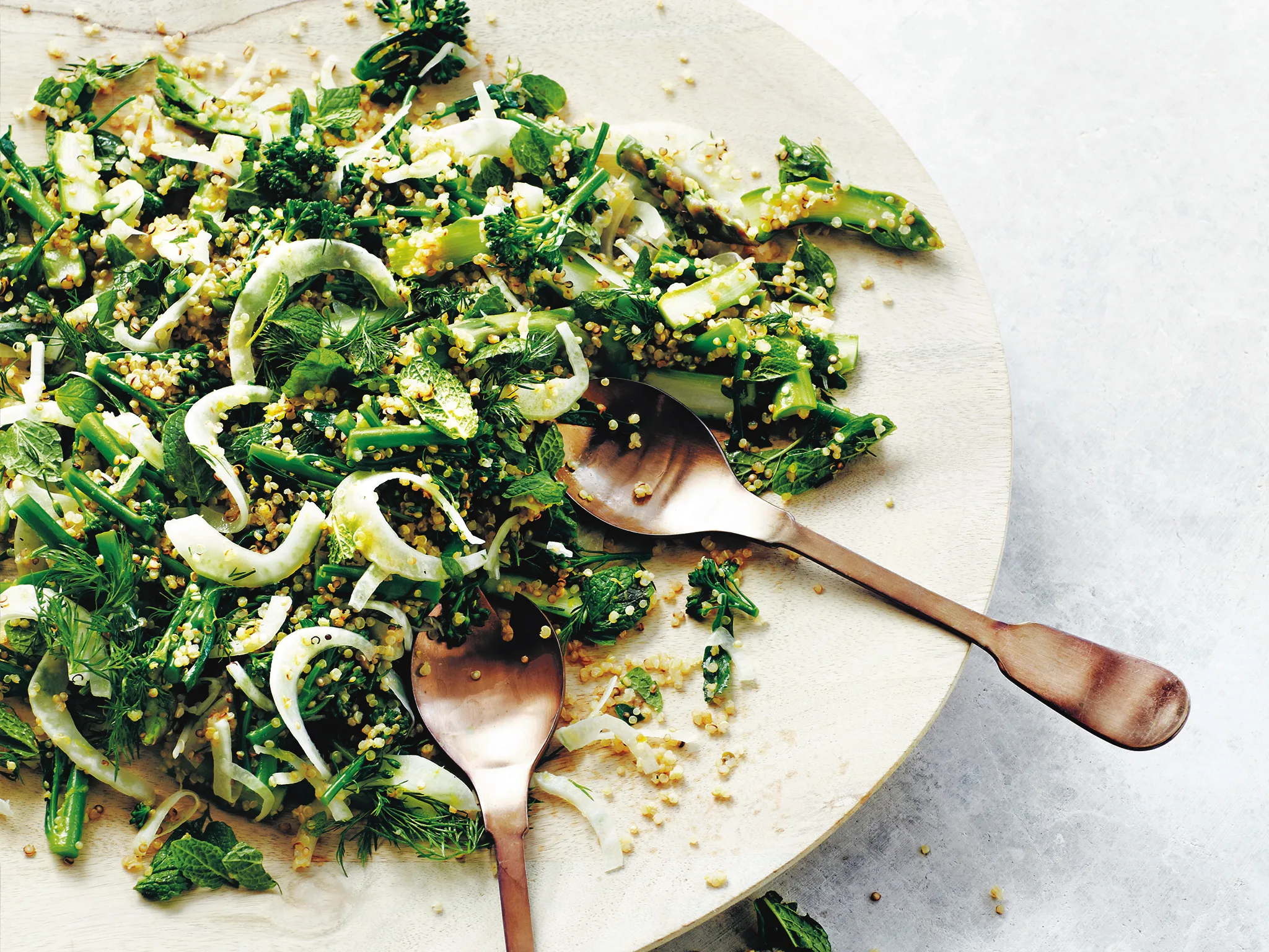 Quinoa, broccolini and asparagus salad