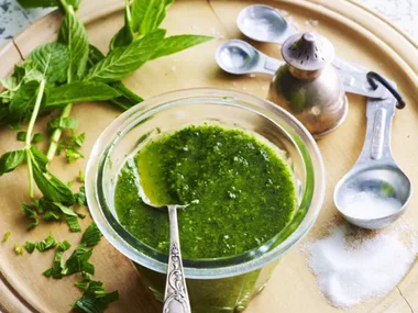 Homemade mint sauce