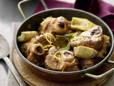 Osso buco with artichoke and lemon