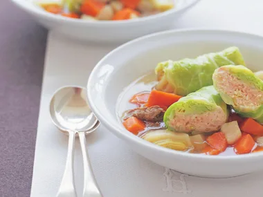 Pot au feu with stuffed cabbage rolls