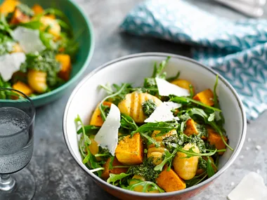 Potato and pumpkin gnocchi with rocket pesto