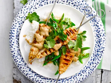 Peanut-free satay chicken skewers