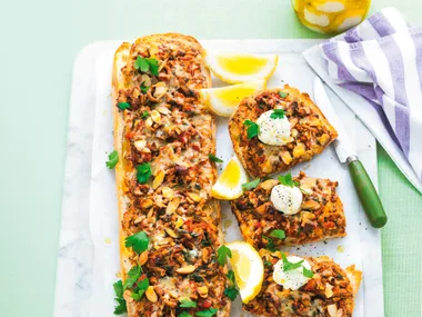 Lamb and labne turkish pizza