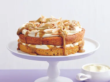 Banana brown sugar sponge with cinnamon icing