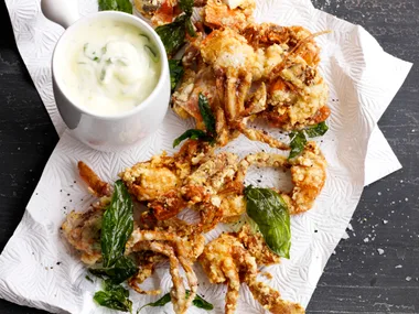 Soft shell crab with green onion aioli