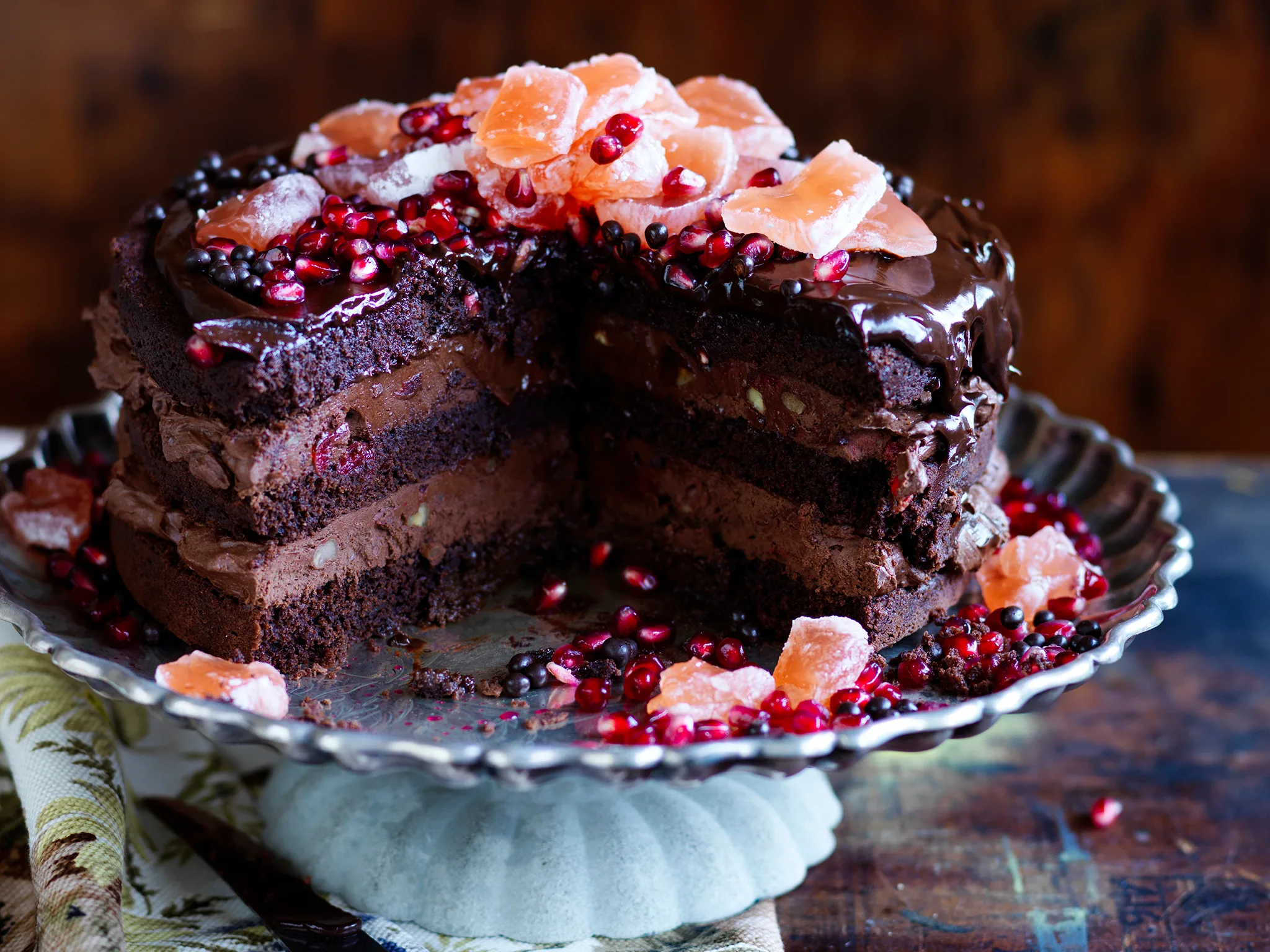 Rich rocky road mousse cake