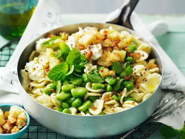 Broad bean and ricotta orecchiette