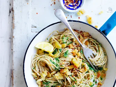 Kale, chilli and parmesan pasta