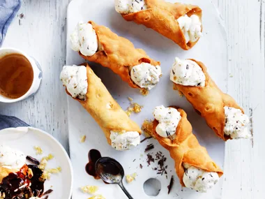 Peanut brittle cannoli