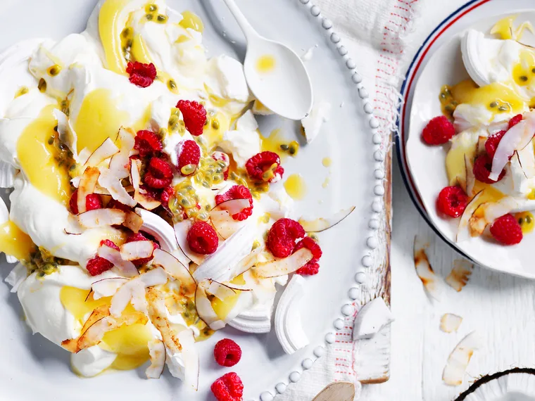 Lemon and meringue passionfruit mess