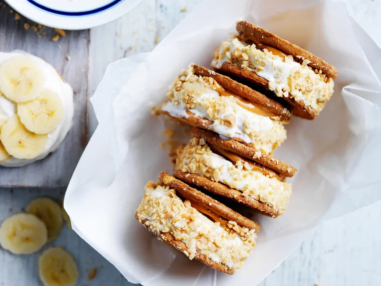 Peanut and honey ice-cream sandwiches