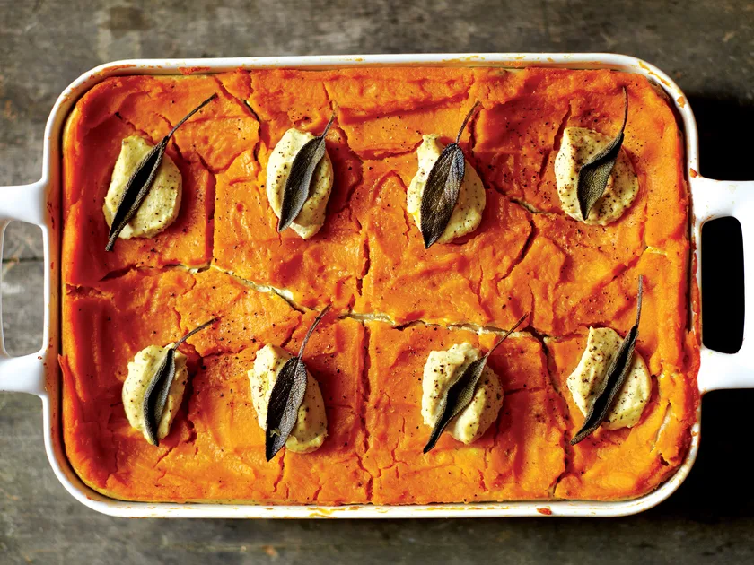 Butternut squash lasagne with wholewheat lasagne and sage tofu ricotta