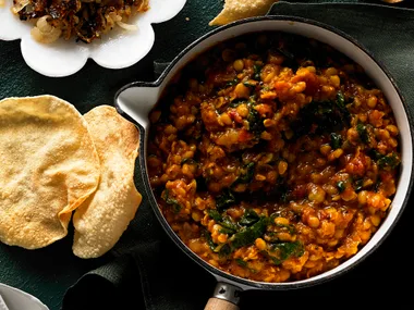 Slow-cooker silverbeet dhal