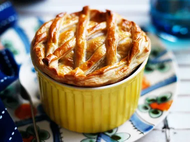 Eggplant and mushroom pasta pot pies
