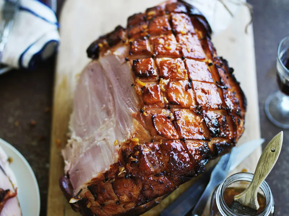 Blood orange marmalade glazed ham