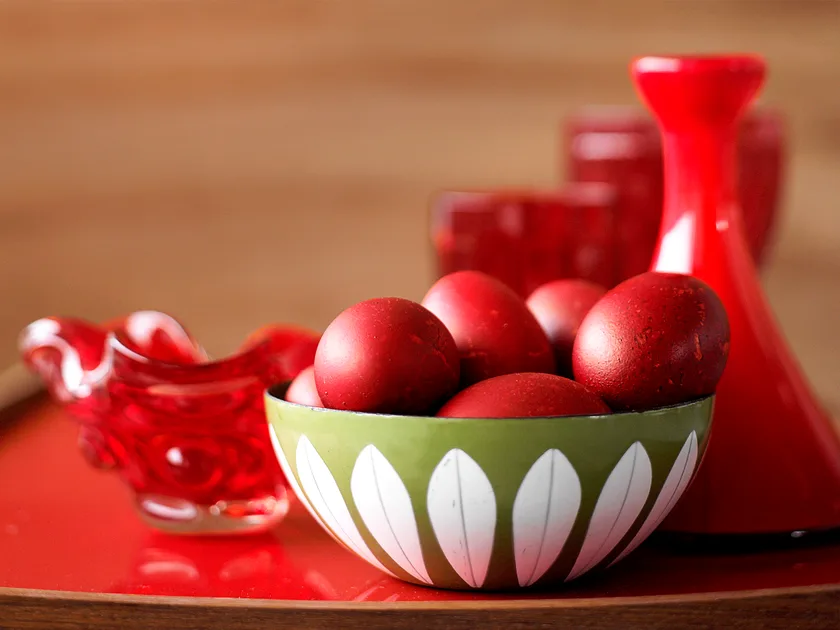 Greek Easter red eggs (kokina paschalina avga)