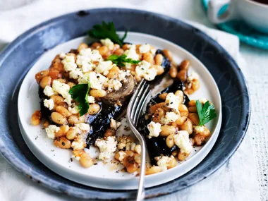 Baked bean and ricotta-stuffed mushroom