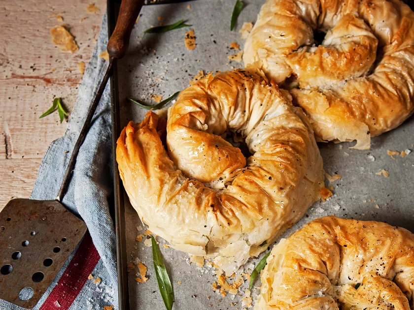 Chicken & cheese filo scrolls